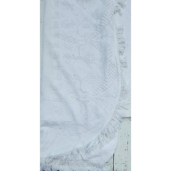 Bates Of Maine Bedspread Matelasse Blanket Full Queen Vintage White 100% Cotton - Picture 8 of 9